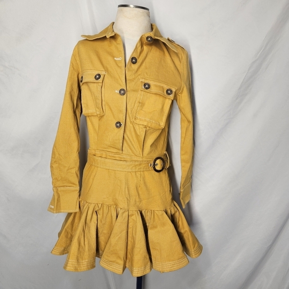 Athina Dresses & Skirts - Athina Dress Shirtdress NWT Utility Buttoned Belted Mustard Mini Size Medium